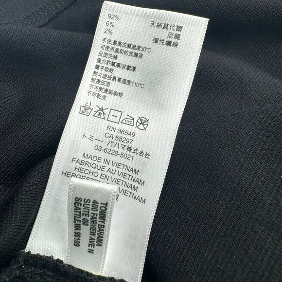 TOMMY BAHAMA Womens Large Black Silver Darcy Ponte Knit Beaded Embellished Dress - Picture 6 of 10